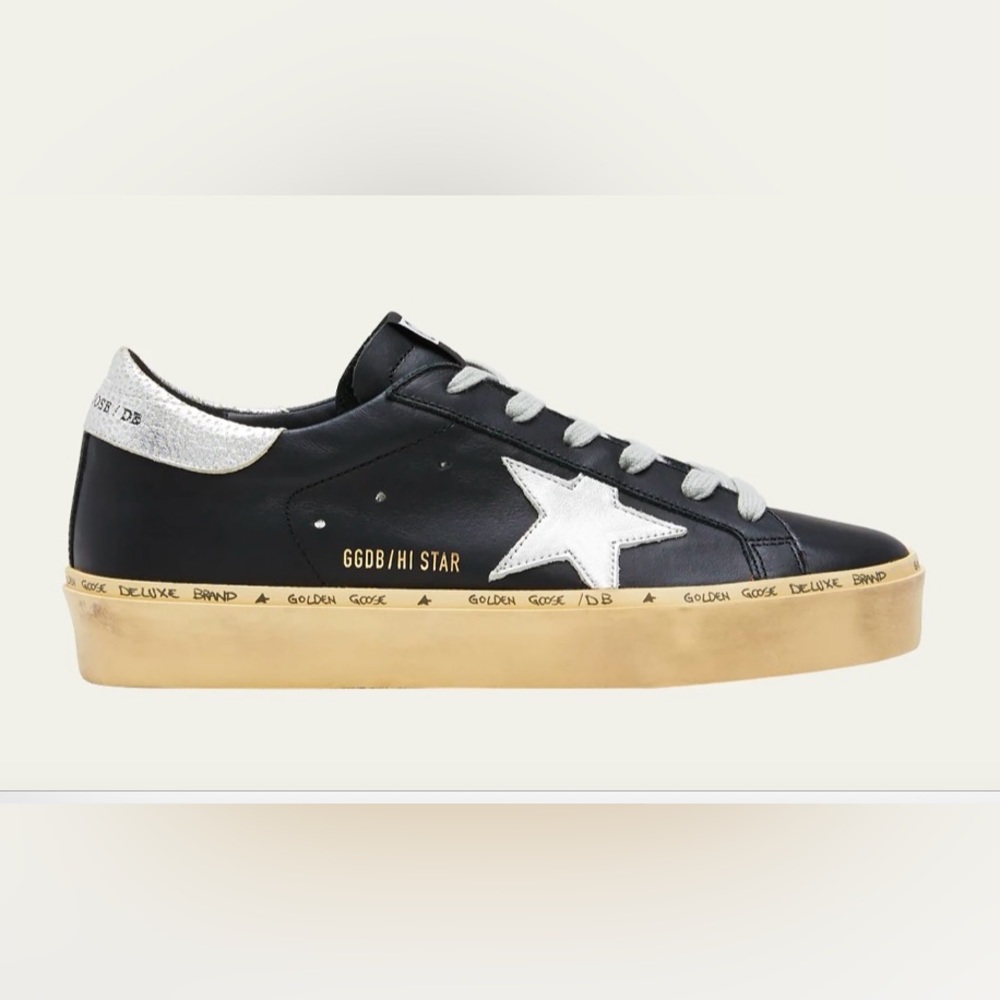 GOLDEN GOOSE Hi-Star low top black sneakers size 8